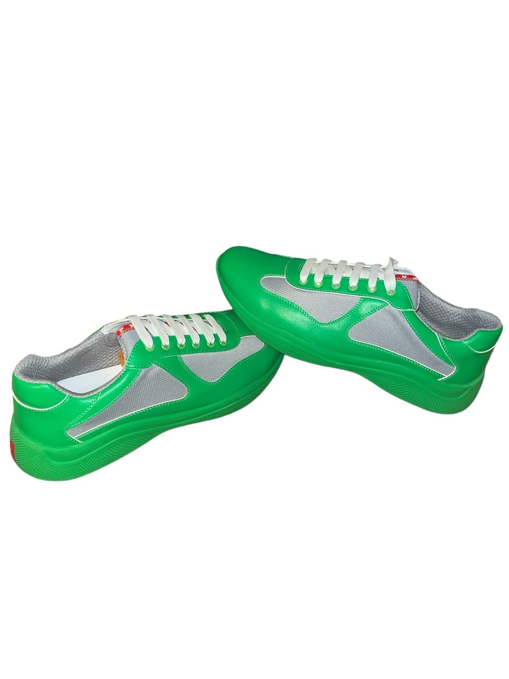 Prada American Cup Green and Silver Men's Sneakers